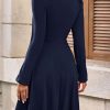 Womens Long Sleeve Mini Dress 2025 Fall Trendy Crewneck Ribbed Knit Soft A Line Flowy Summer Formal Dresses