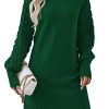 Women's Long Sleeve Sweater Mini Dress Casual Loose Mock Neck Empire Waist Cocktail Party Knit Short Dresses