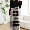 Womens Maxi Dresses Casual Long Sleeve V Neck Empire Waist Dress Trendy Fall T Shirts Long Dress