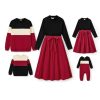 Family Matching Outfits for Fall Winter Long Sleeve Women Dresses and Sweatshirts Sets for Holiday Photoshoot