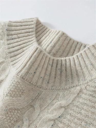 Women's Thick 100 Percent Cashmere Mock Neck Long Sleeve Pullover Fall Winter Basic Soft Warm Casual