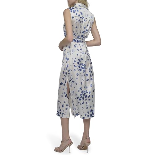 Women's Sleeveless Collared Button Front Midi Shirtdress