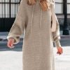 Womens Fall Sweater Dress Casual Long Sleeve Chunky Knit Pullover Oversized Hoodie Tunic Sweaters Winter Clothes