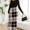 Womens Maxi Dresses Casual Long Sleeve V Neck Empire Waist Dress Trendy Fall T Shirts Long Dress