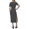 Womens Front Tie Boat Neck Short Sleeve Dress