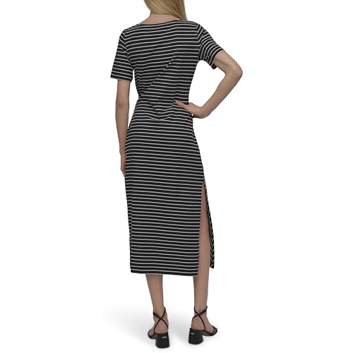 Womens Front Tie Boat Neck Short Sleeve Dress