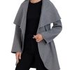 womens Double-faced Luxury Soft Wool Blend Peacoat Removable Belt Wool Coat Oversized Collar