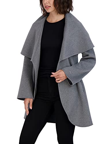 womens Double-faced Luxury Soft Wool Blend Peacoat Removable Belt Wool Coat Oversized Collar