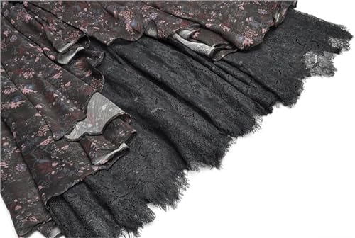 Women’s Holiday Party Dress Crewneck Long Sleeve Floral Lace Asymmetrical Solid