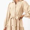 Womens Dresses 2025 Fall Long Sleeve Midi Dress Casual V Neck Button Down Tiered Flowy Aline Tie Waist Shirt Dress
