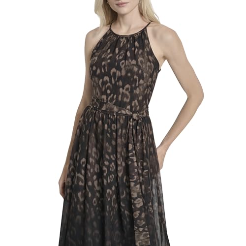 Womens Sleeveless Halter Midi Dress
