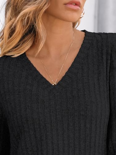 Womens V Neck Long Sleeve Shirt Fall Fashion Tops Tunic Dressy Casual Sweater Clothes Cute Trendy Work Outfits 2025