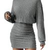 Women's Pullover Sweater Dress Long Lantern Sleeve Turtle Neck Cute Ribbed Knit Bodycon Mini Short Dress 2025 Fall