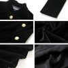 Women's Long Sleeves Velvet Button Up Swing Midi Dress with Pockets