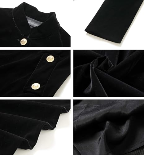 Women's Long Sleeves Velvet Button Up Swing Midi Dress with Pockets