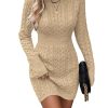 Womens Cable Knit Sweater Dress Long Sleeve Crew Neck Winter Bodycon Mini Fall Dresses 2025