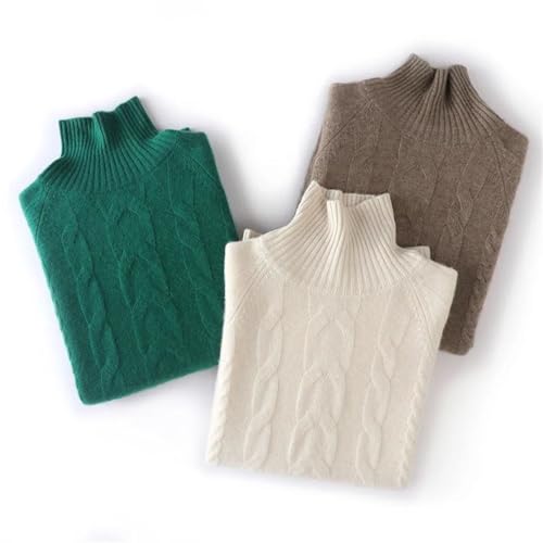 Womens 100 Percent Cashmere Turtleneck Sweater Fall Winter Casual Loose Fit Thick Wool Pullover