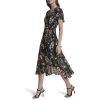 Women's Cap Sleeve Surplice Neck Side Tie Faux Wrap Midi Dress