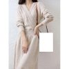 Women's Cashmere V-Neck Long Sleeve Thick Knitted Dress Merino Wool A-Line Dress for Winter