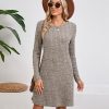 3 Pack Women's Long Sleeve Sweater Tunic Dresses - Loose Fitting Knit Crew Neck for Casual Fall Winter