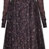 Women’s Holiday Party Dress Crewneck Long Sleeve Floral Lace Asymmetrical Solid
