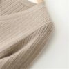 Women's Wool V-Neck Pullover Dress Comfortable Merino Wool Slim-Fit Flared A-Line Pleated Cashmere Sweater