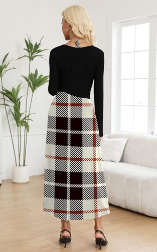 Womens Maxi Dresses Casual Long Sleeve V Neck Empire Waist Dress Trendy Fall T Shirts Long Dress