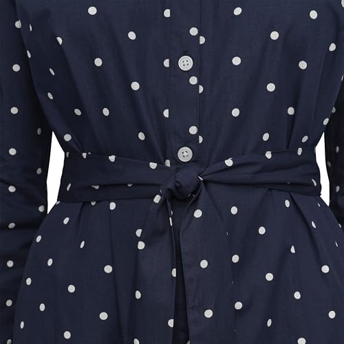 Womens Long Sleeve Collared Tie Fit & Flare Mini Dress