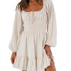 Women's Long Sleeve Mini Cottagecore Dresses 2025 Fall Outfits Square Neck Casual Flowy Short Dress Fashion