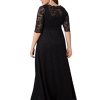 Women’s Plus Size Leona Lace Gown, Maxi Dress Formal Evening Ball Gown with Side Pockets for Wedding Guest
