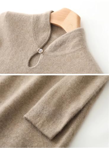 Women's Wool Button Stand Up Collar Split Knitted Bag Hip Dress for Fall Winter