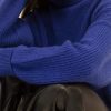 Womens Oversized Turtleneck Sweater Fall Winter Loose Fit Pullover Tops Blue Orange