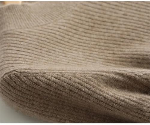 Women's Half High Collar Wool Knitted Medium Long Loose Straight Split Simple Dress for Fall Winter