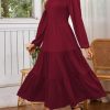 Womens Casual Fall Dress Puff Long Sleeve Square Neck A Line Flowy Long Dresses