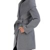 womens Double-faced Luxury Soft Wool Blend Peacoat Removable Belt Wool Coat Oversized Collar