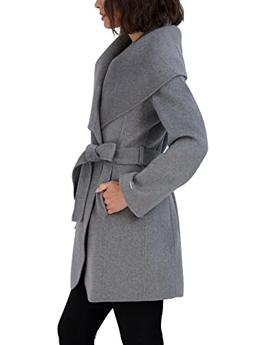 womens Double-faced Luxury Soft Wool Blend Peacoat Removable Belt Wool Coat Oversized Collar