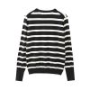 Women's Fall and Winter Single-Breasted V-Neck Striped Color Clashing Knitwear