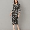 Women's Long Sleeve Midi Wrap Dress