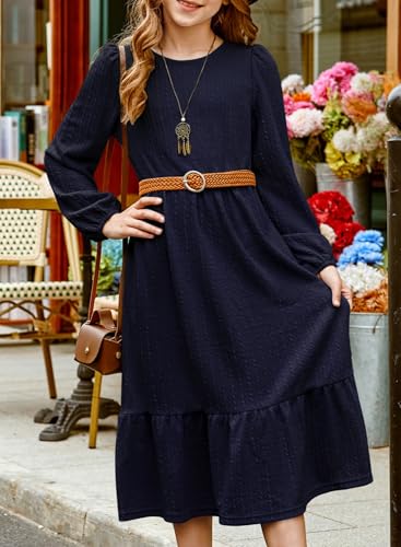 Tween Girls 2025 Fall Dresses Kids Rib Knit Dress Size 6-15 Years