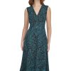 Women's Sleeveless V Neck Fit and Flare Midi Dress