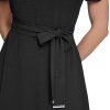 Womens Short Sleeve Tie Fit & Flare Midi Dress