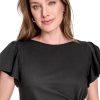 Women's Flounce Sleeve Side Drape Fully Lined Sheath Dress