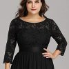 Women's A-Line 3/4 Long Sleeves Chiffon Floor Length Bridesmaid Gowns Plus Size Mother of The Bride Dresses