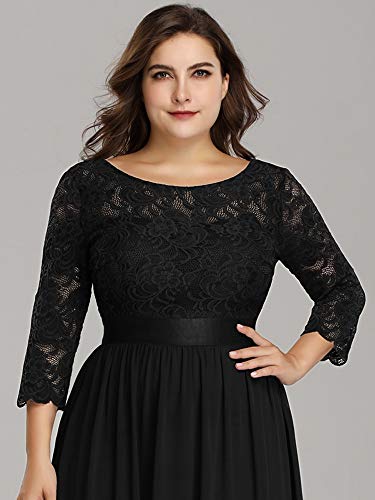 Women's A-Line 3/4 Long Sleeves Chiffon Floor Length Bridesmaid Gowns Plus Size Mother of The Bride Dresses