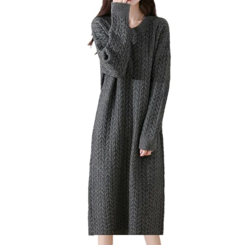 Women's Wool Dress Twist Flower Pullover Loose Cashmere Sweater Fashion Fall Winter Long Sleeve Skirts