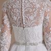 Women's Long Sleeves A-line Beaded Applique Tulle Wedding Dress