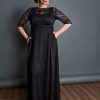 Women’s Plus Size Leona Lace Gown, Maxi Dress Formal Evening Ball Gown with Side Pockets for Wedding Guest