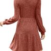 Womens V Neck Long Sleeve Fall Dresses Baby Doll Casual Sweater Dress Fashion Clothes