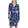 Womens Long Sleeve Surplice Neck Sheath Dress