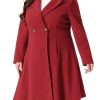 Plus Size Winter Coats for Women Notch Lapel Double Breasted with Pockets A Line Elegant Trench Pea Coats